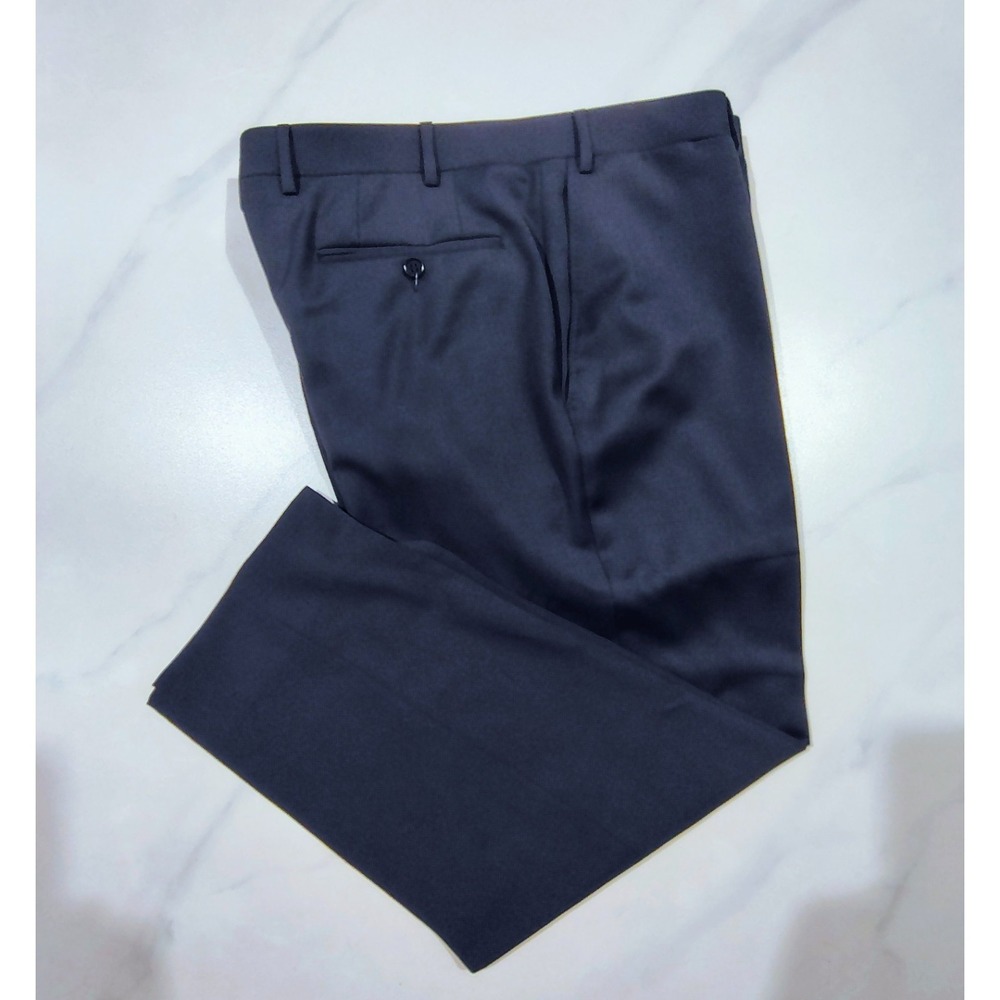 Canali 1934 Dress Pants Mens 36x26.5 Navy Flat Front 100% Wool Straight Italy
